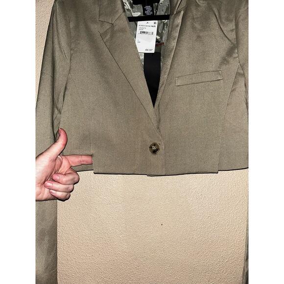 No One Cares Preppy Academia Baddie Y2K Sage Crop  Single Button  Blazer - Picture 8 of 9